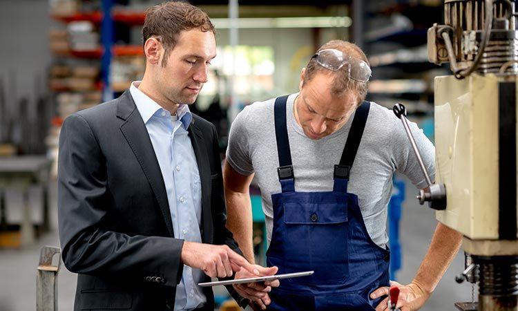 Hearing Protection Specialist and employee during a noise mapping audit